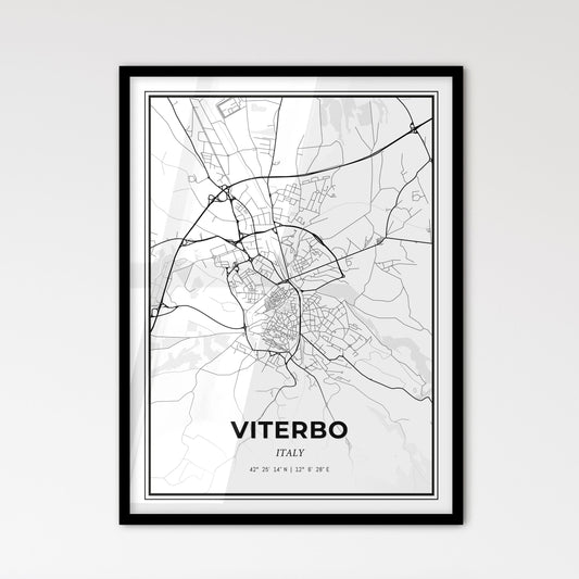 Viterbo Italy - Scandinavian Style City Map for Modern Home Decor