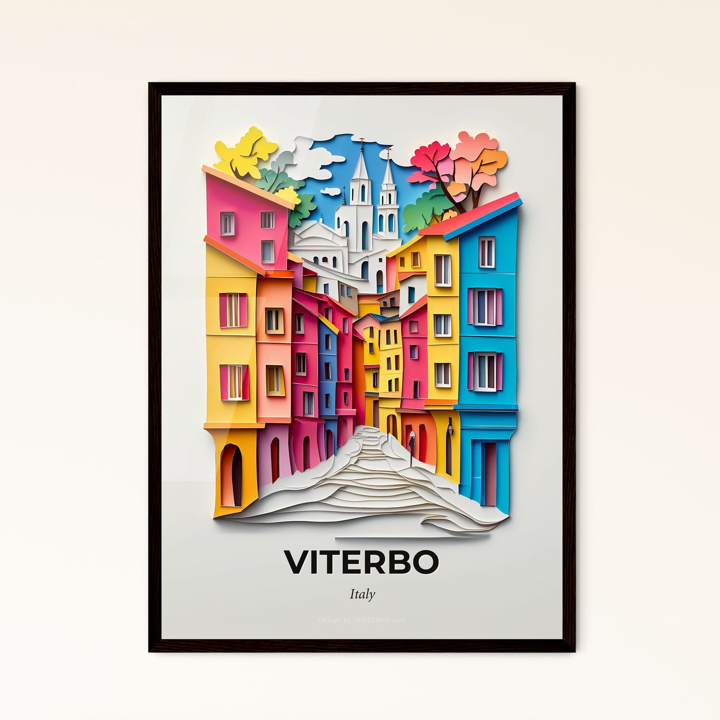 Vivid Viterbo, Italy - a paper cut of a city with a bridge