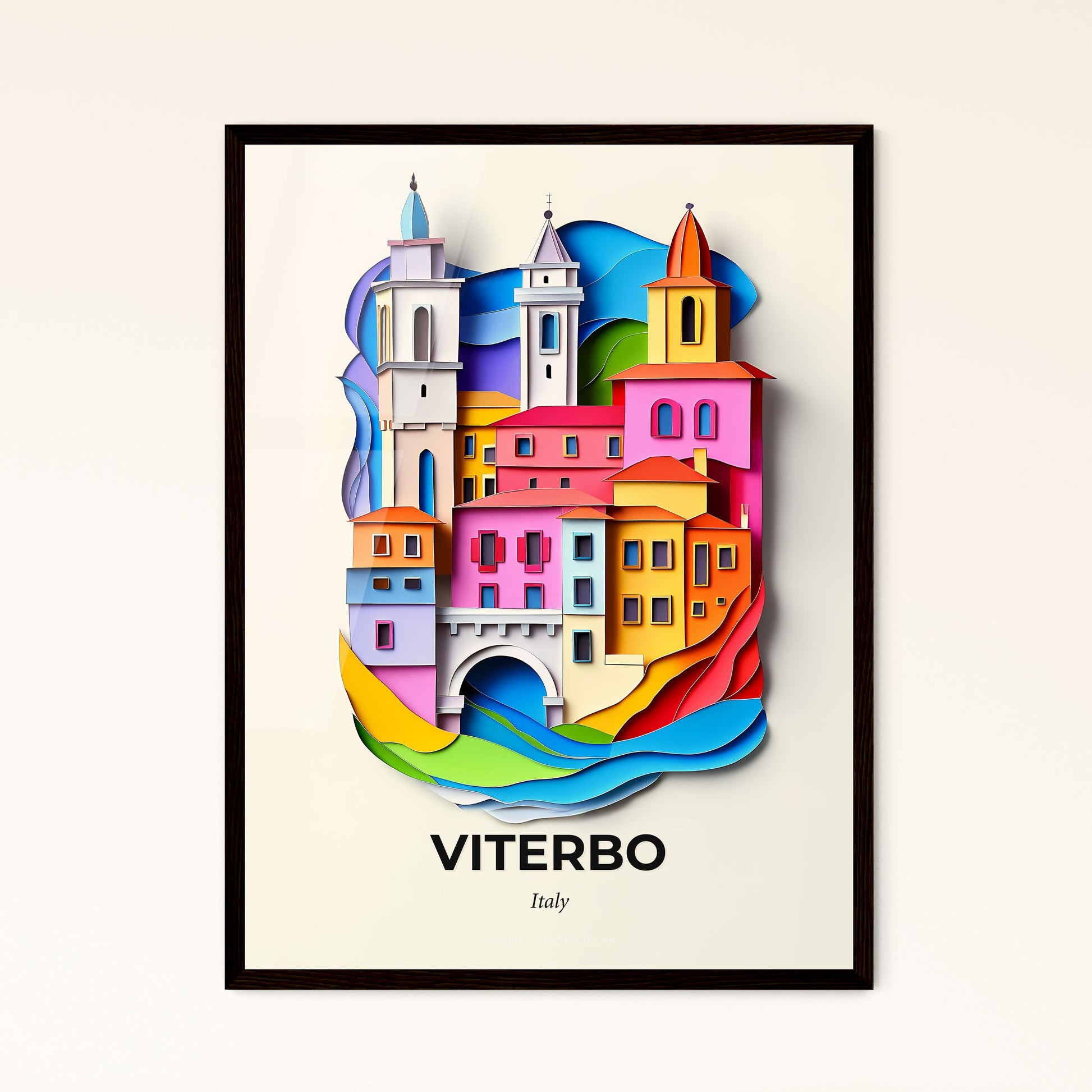 Vivid Viterbo, Italy - a colorful city with a clock tower on top of it