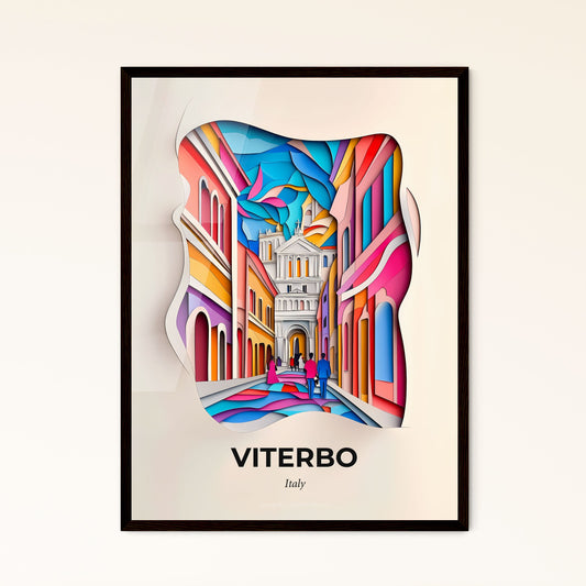 Vivid Viterbo, Italy - a paper cut of a street with a church in the background