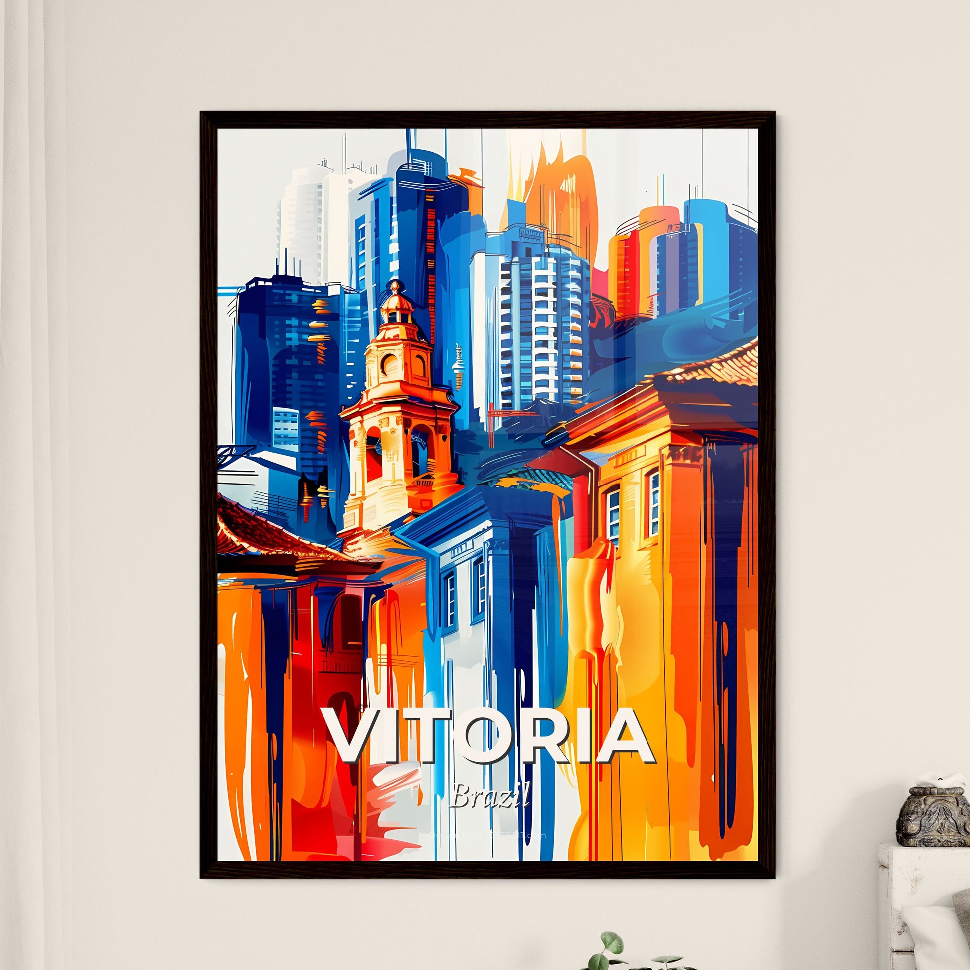 Vibrant Vitoria, Brazil - A Colorful Cityscape With A Tower