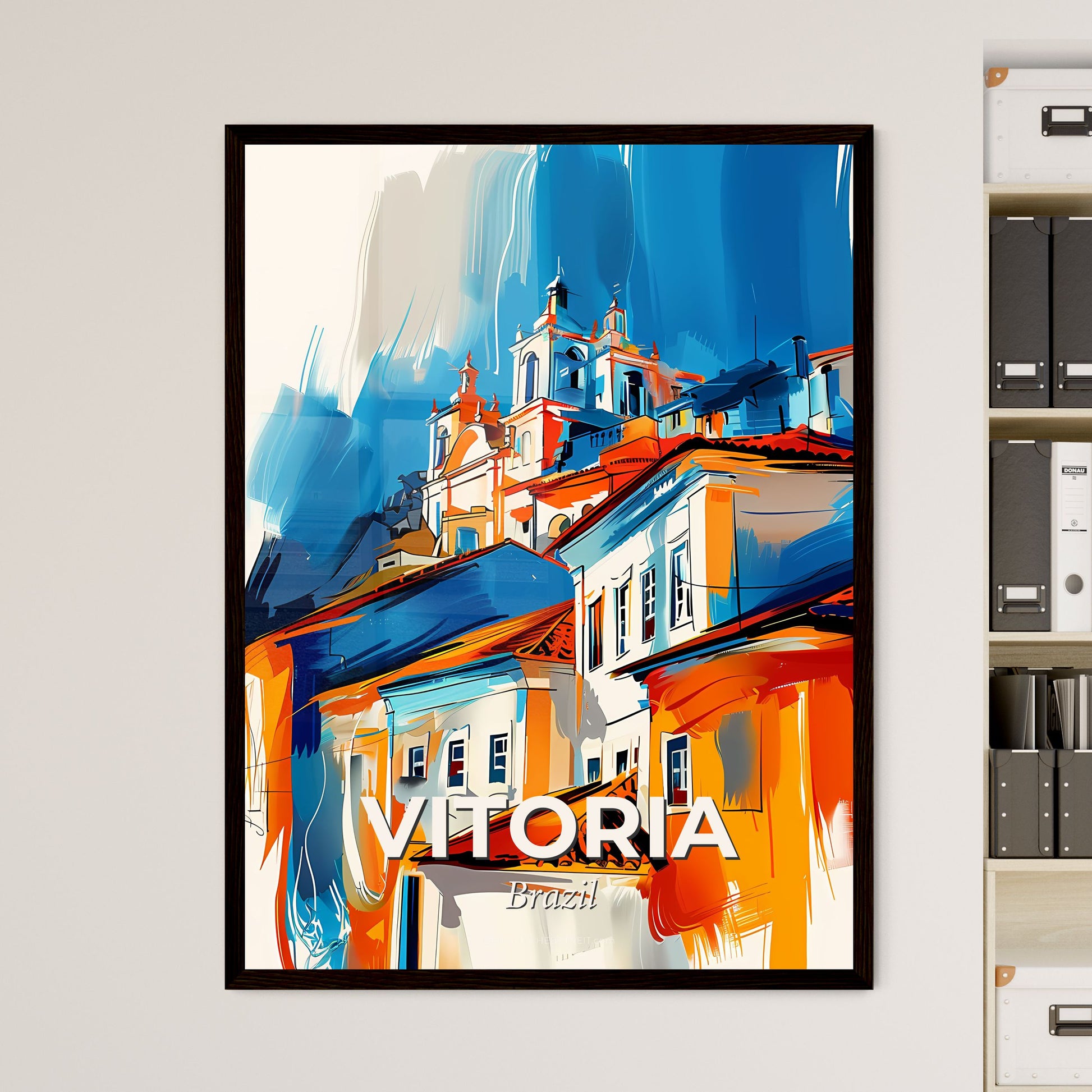 Vibrant Vitoria, Brazil - A Painting Of A Building