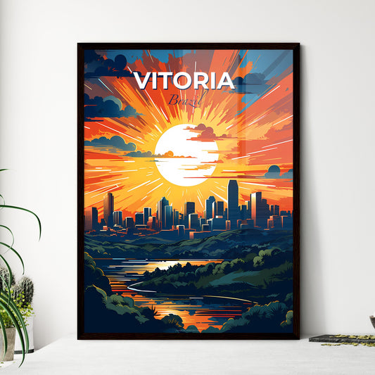 Vitoria Brazil Skyline Cityscape Sun Clouds Colorful Painting Artwork Default Title