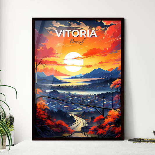 Vibrant Artistic Skyline of Vitoria Brazil with Bridge and City Art Default Title