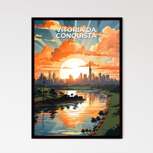 Vibrant Cityscape Painting: Vitoria da Conquista Brazil River Urban Skyline Art Default Title