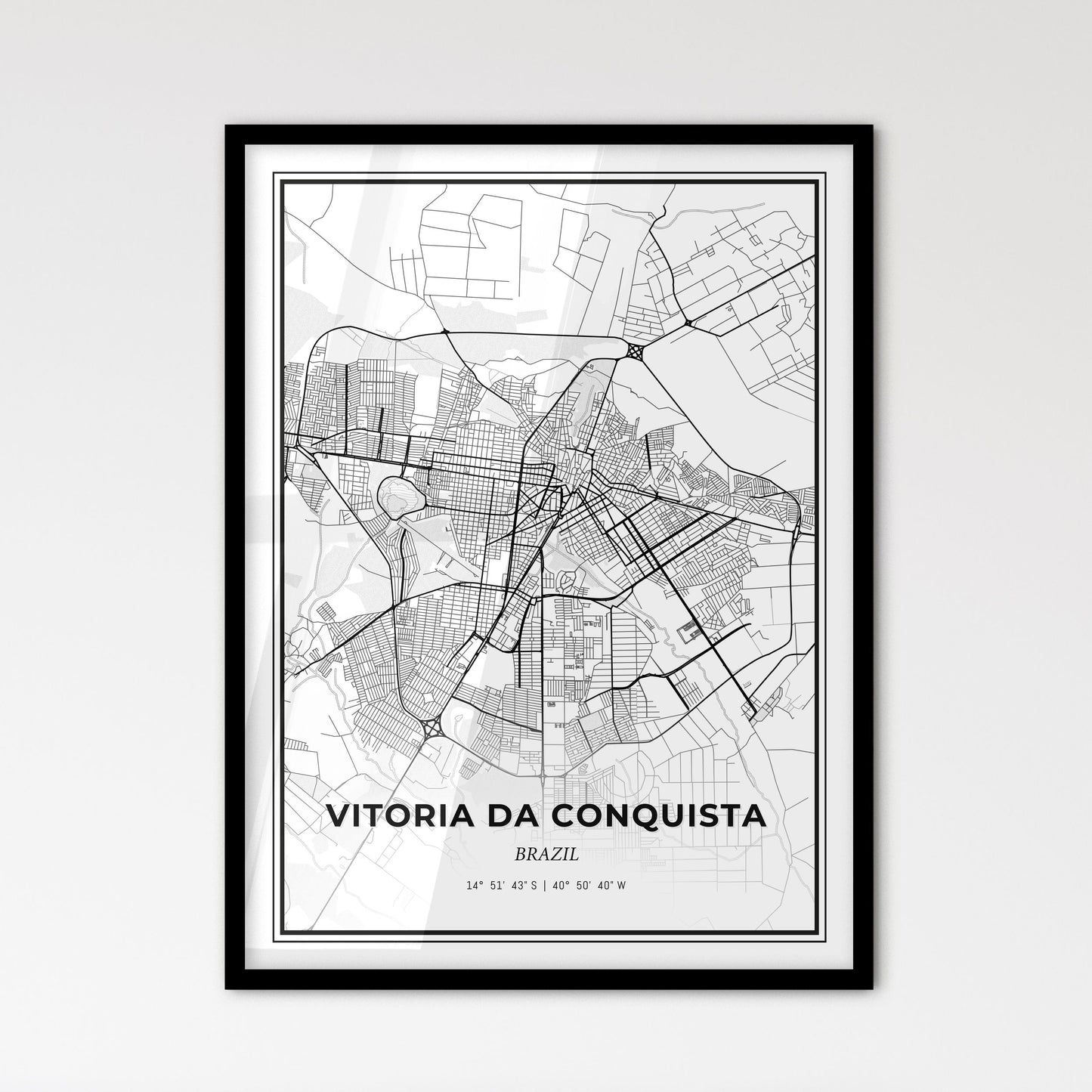 Vitoria da Conquista Brazil - Scandinavian Style City Map for Modern Home Decor