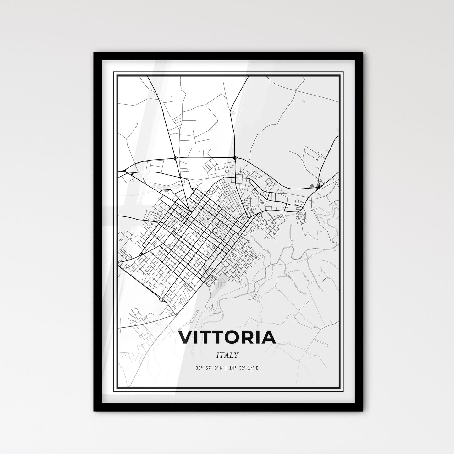 Vittoria Italy - Scandinavian Style City Map for Modern Home Decor