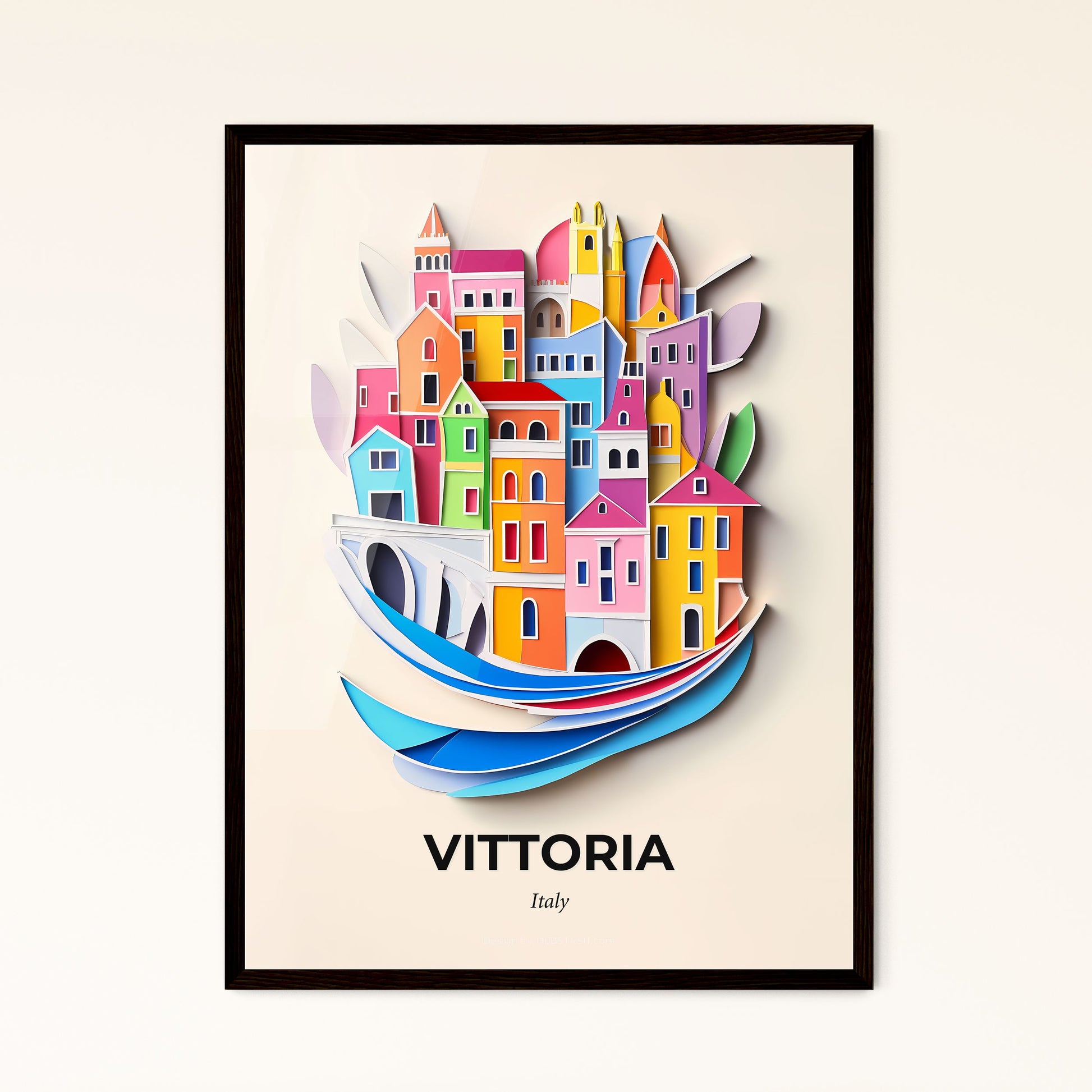 Vivid Vittoria, Italy - a paper cut of a boat with a city on it