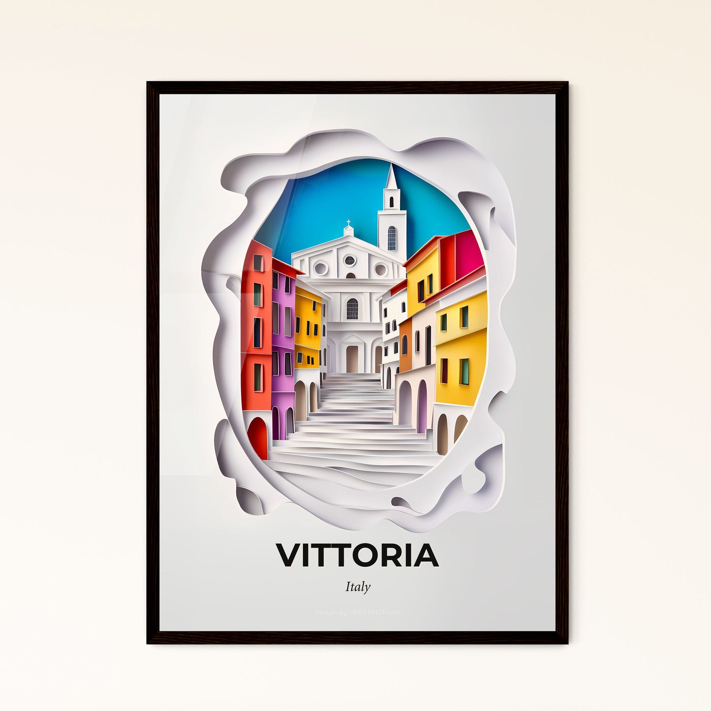 Vivid Vittoria, Italy - a paper cut of a city with a church