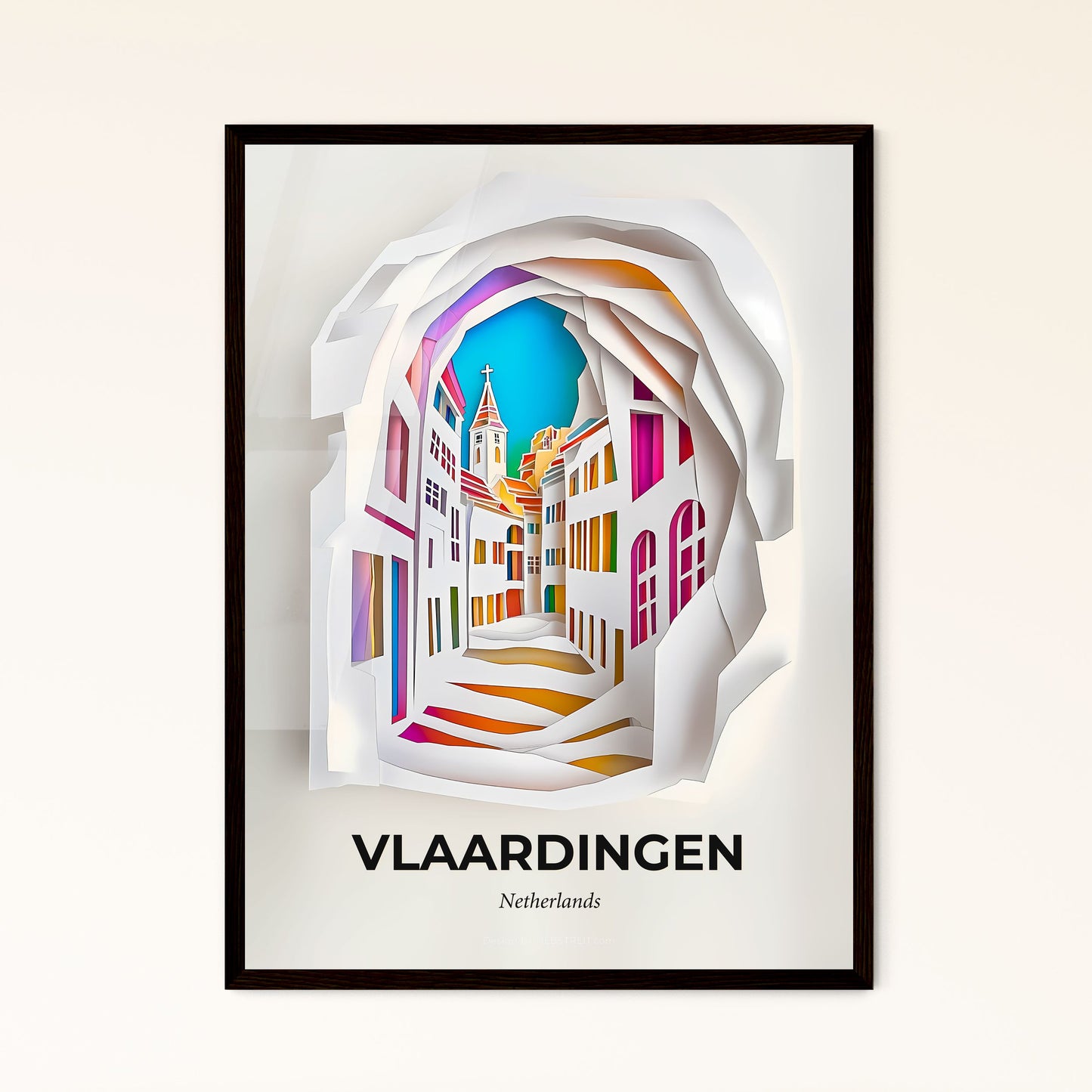 Vivid Vlaardingen, Netherlands - a paper cut of a street with a church