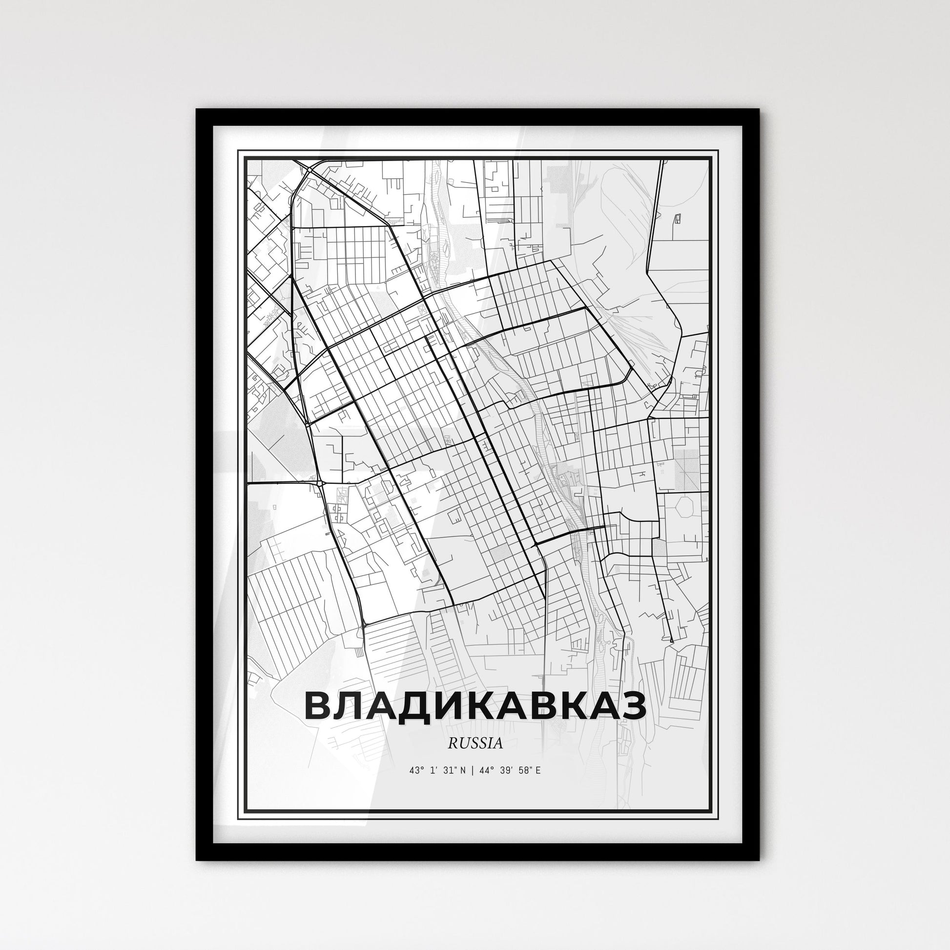 Vladikavkaz Russia - Scandinavian Style City Map for Modern Home Decor