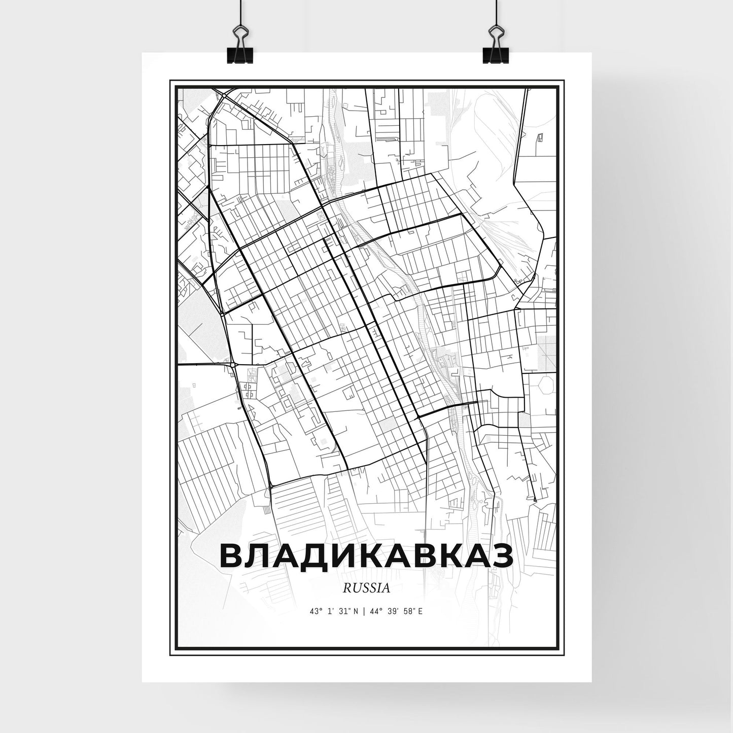 Vladikavkaz Russia - Premium City Map Poster