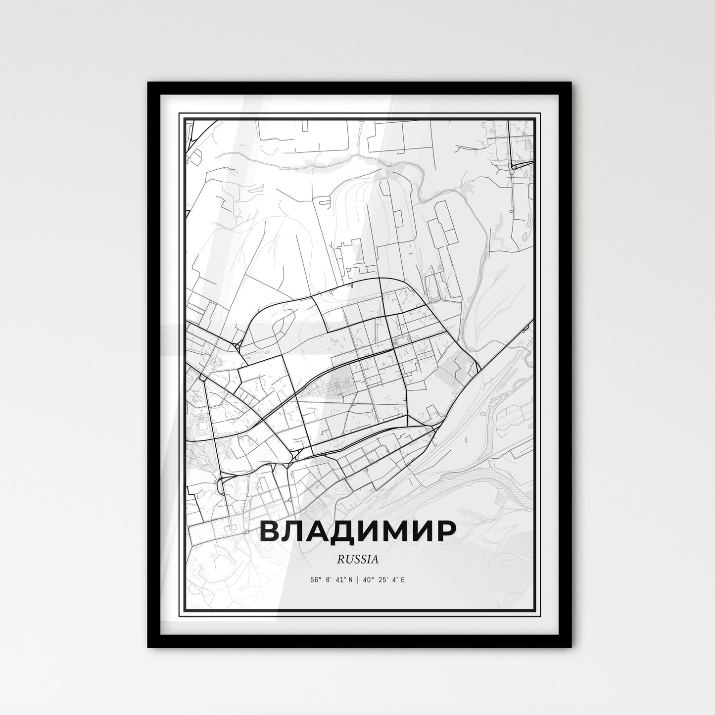 Vladimir Russia - Scandinavian Style City Map for Modern Home Decor