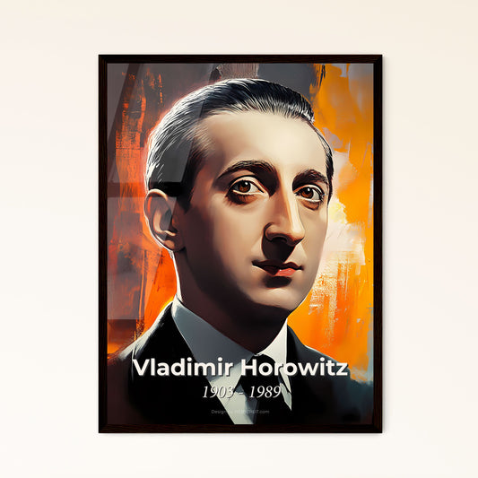 Portrait of Vladimir Horowitz, 1903 - 1989. Impressionistic painting of a man in a suit and tie.