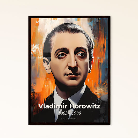 Portrait of Vladimir Horowitz, 1903 - 1989. Impressionistic painting of a man in a suit and tie.