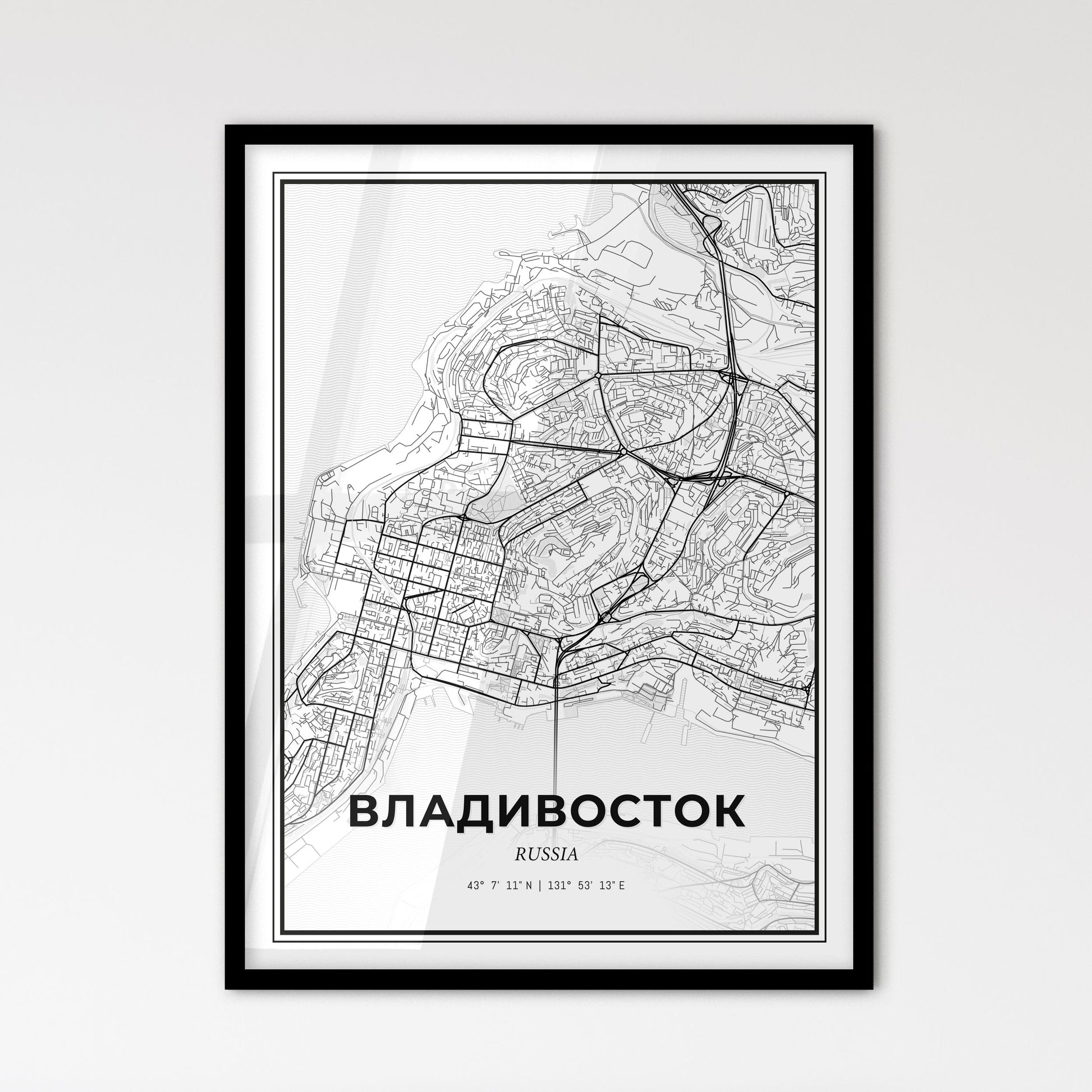 Vladivostok Russia - Scandinavian Style City Map for Modern Home Decor