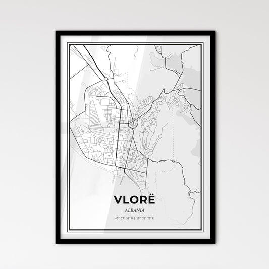 Vlorë Albania - Scandinavian Style City Map for Modern Home Decor