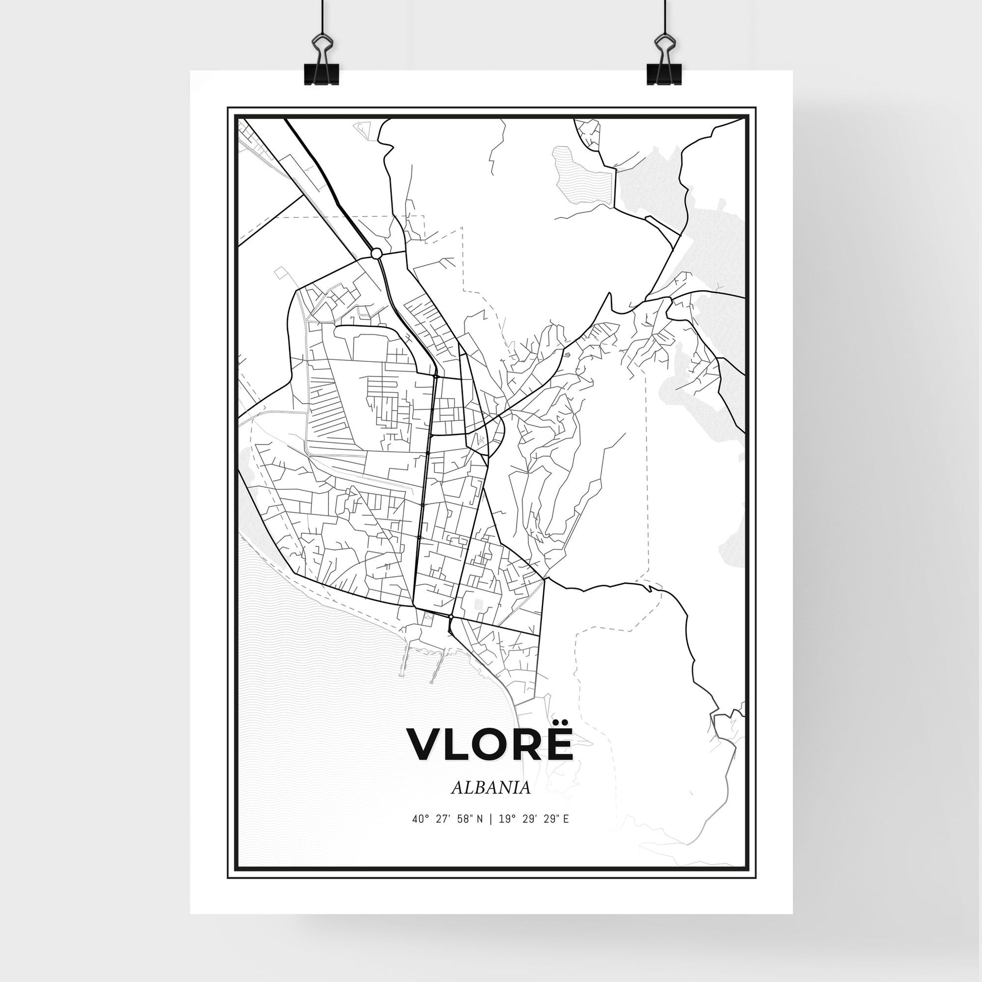 Vlorë Albania - Premium City Map Poster