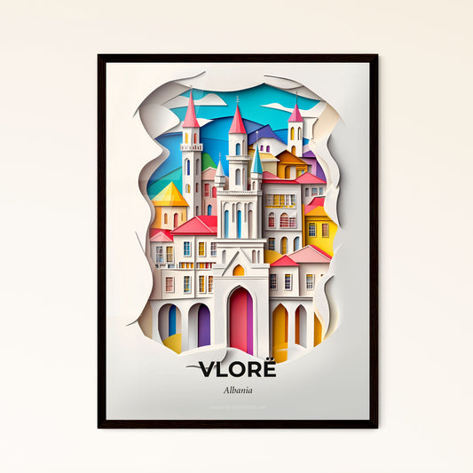 Vivid Vlorë, Albania - a paper cut of a city with a castle