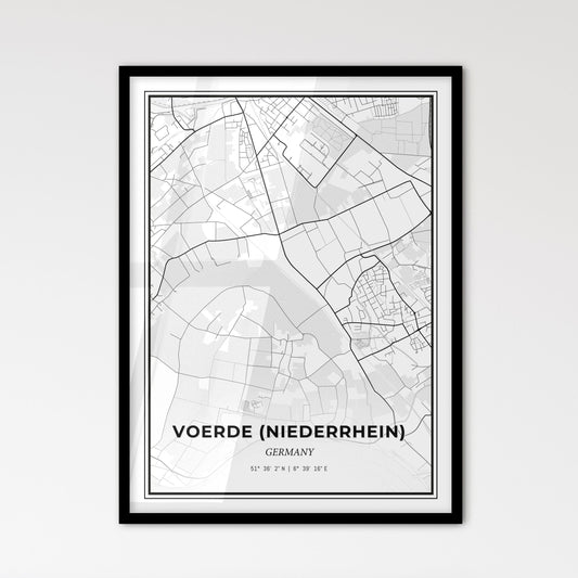 Voerde (Niederrhein) Germany - Scandinavian Style City Map for Modern Home Decor