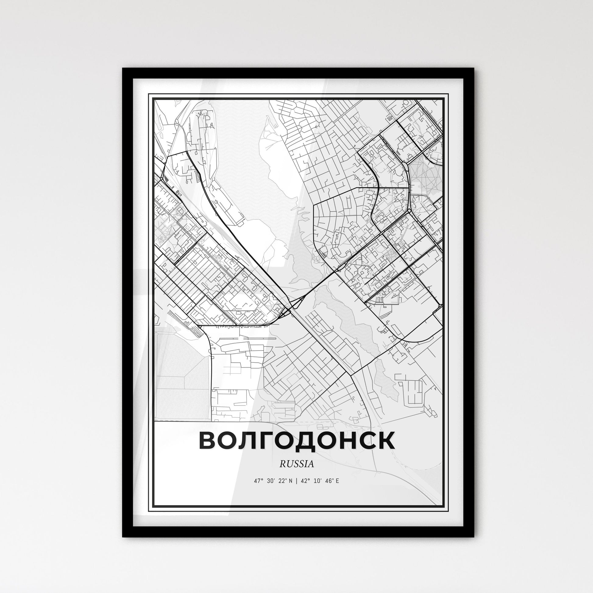 Volgodonsk Russia - Scandinavian Style City Map for Modern Home Decor