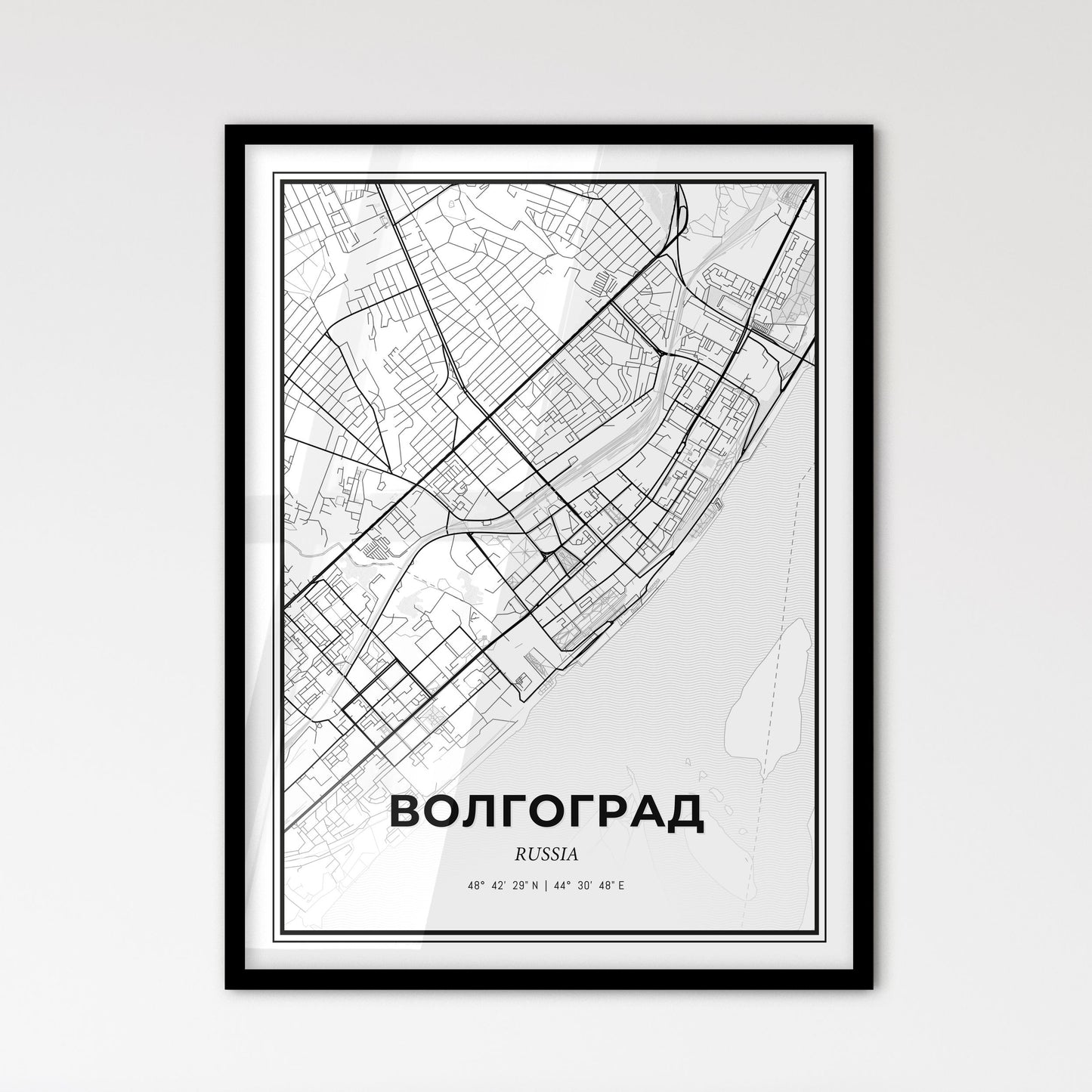 Volgograd Russia - Scandinavian Style City Map for Modern Home Decor