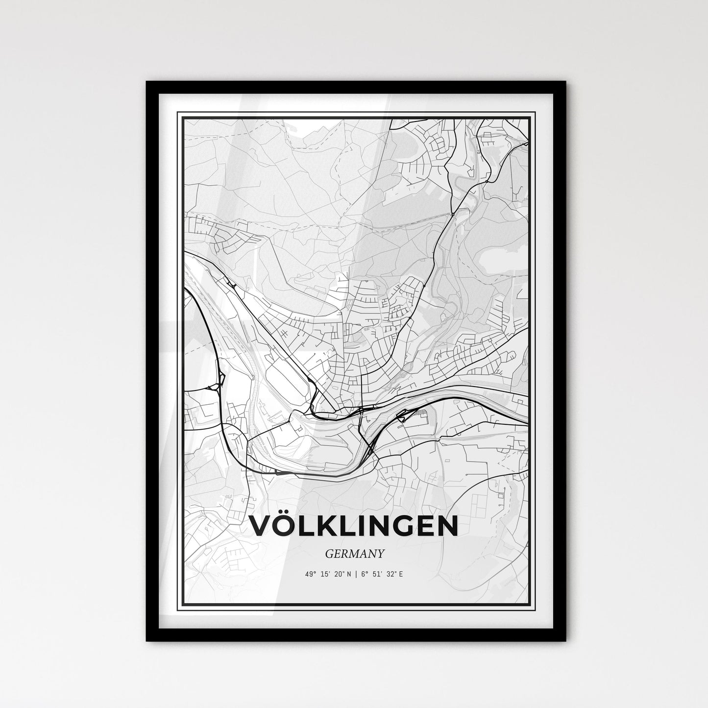 Volklingen Germany - Scandinavian Style City Map for Modern Home Decor