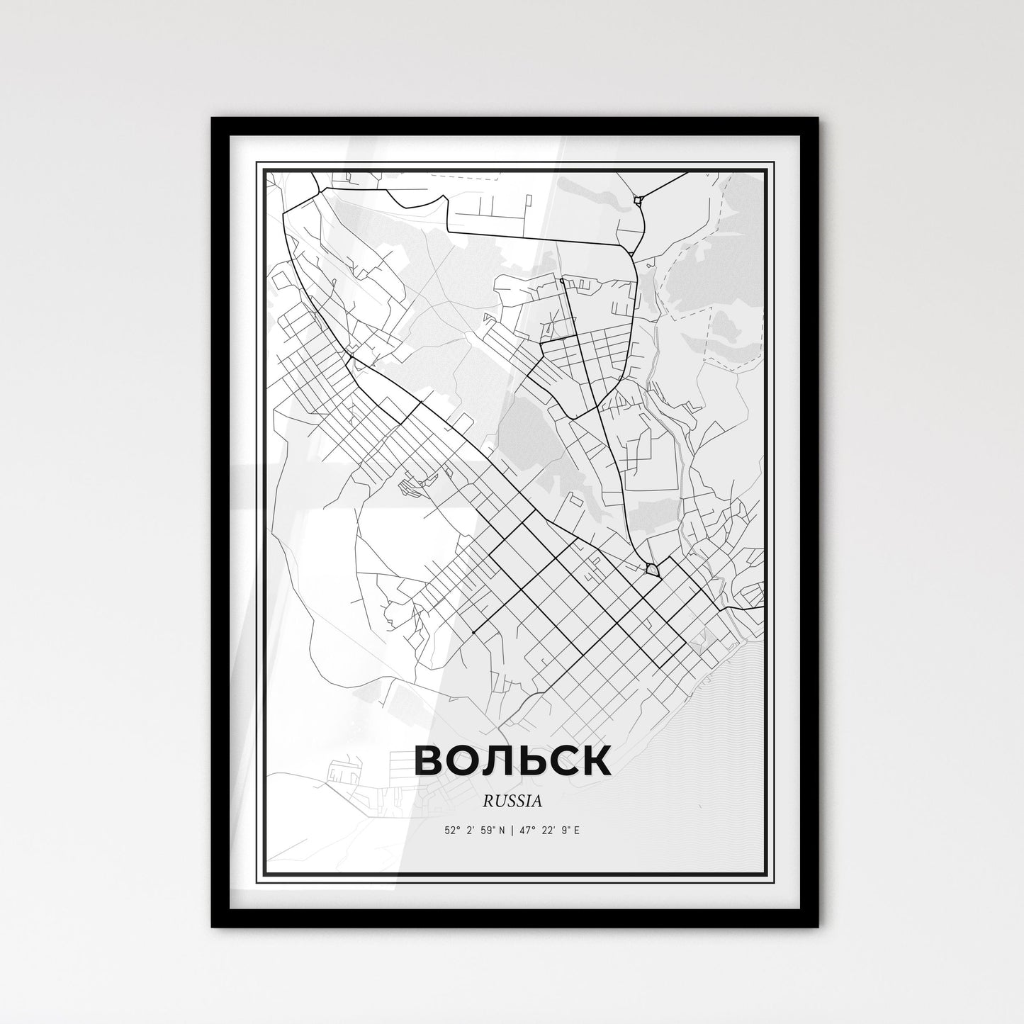 Volsk Russia - Scandinavian Style City Map for Modern Home Decor