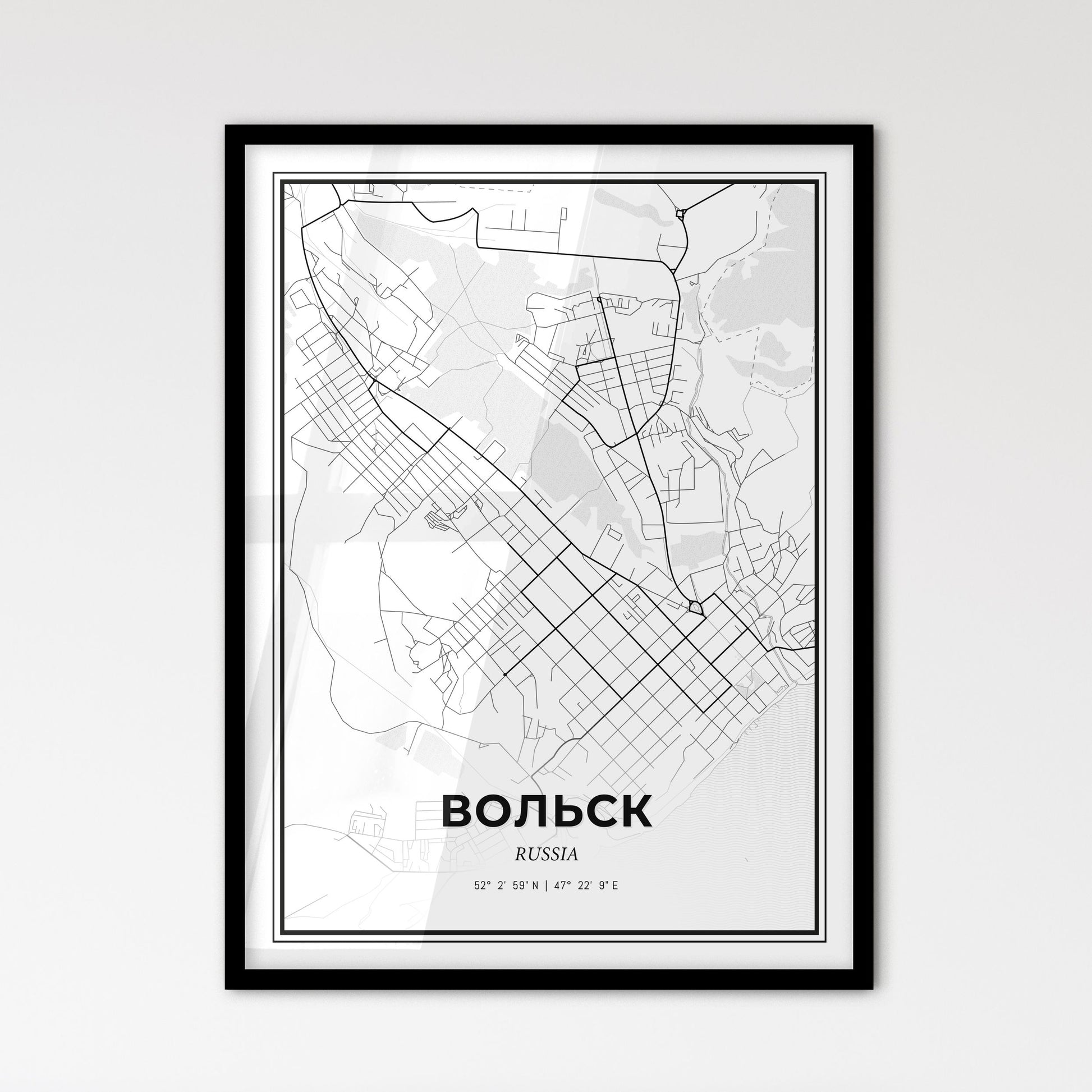 Volsk Russia - Scandinavian Style City Map for Modern Home Decor