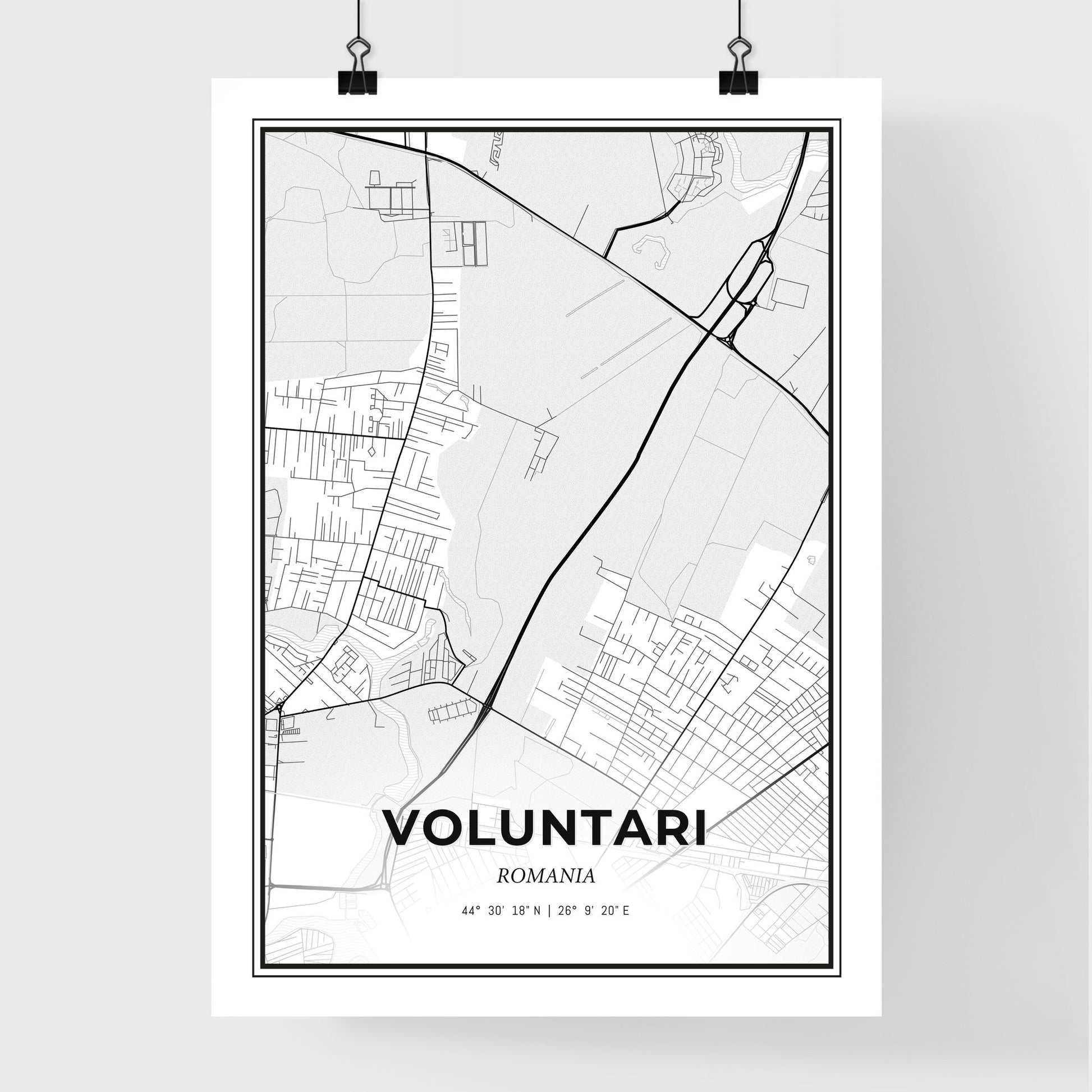 Voluntari Romania - Premium City Map Poster