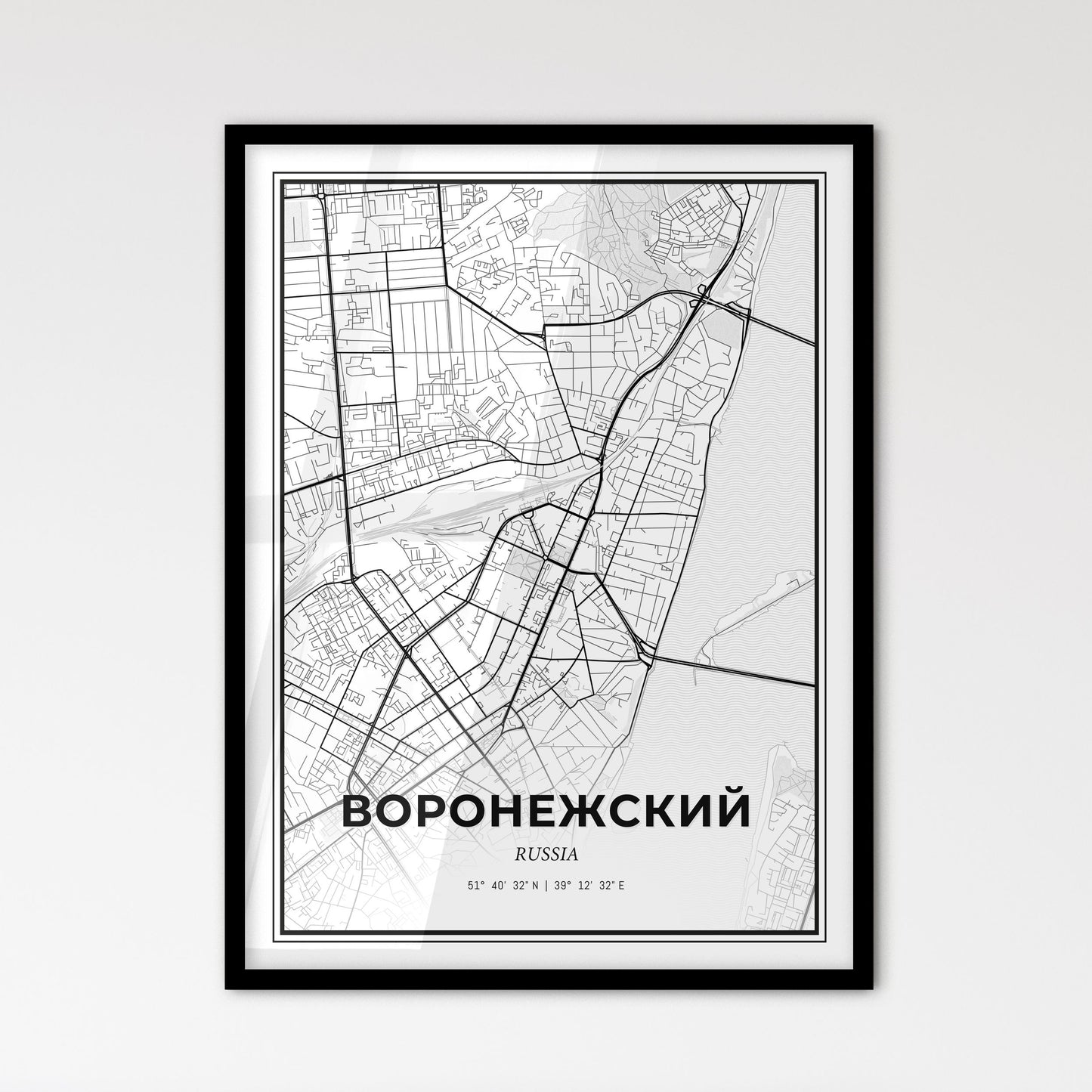 Voronezh Russia - Scandinavian Style City Map for Modern Home Decor