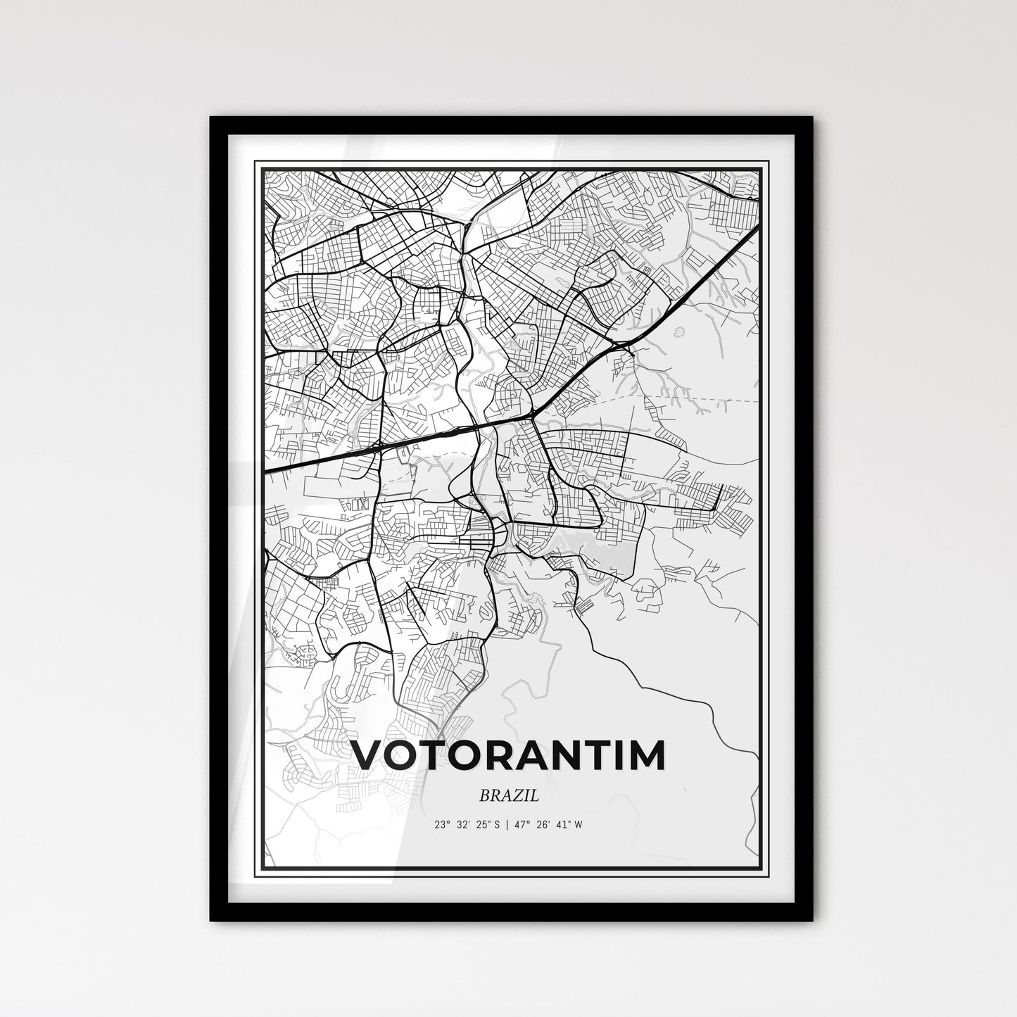 Votorantim Brazil - Scandinavian Style City Map for Modern Home Decor