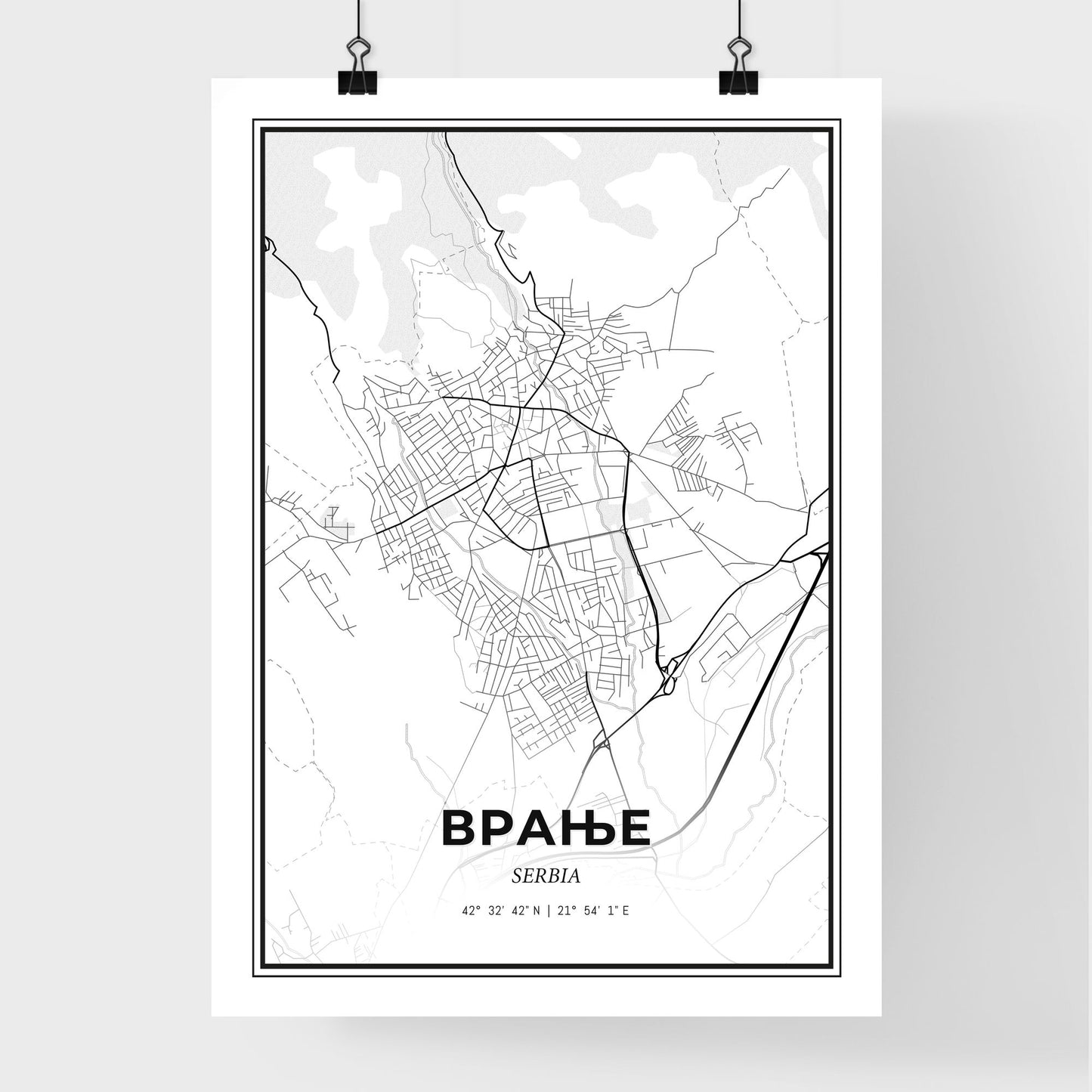 Vranje Serbia - Premium City Map Poster