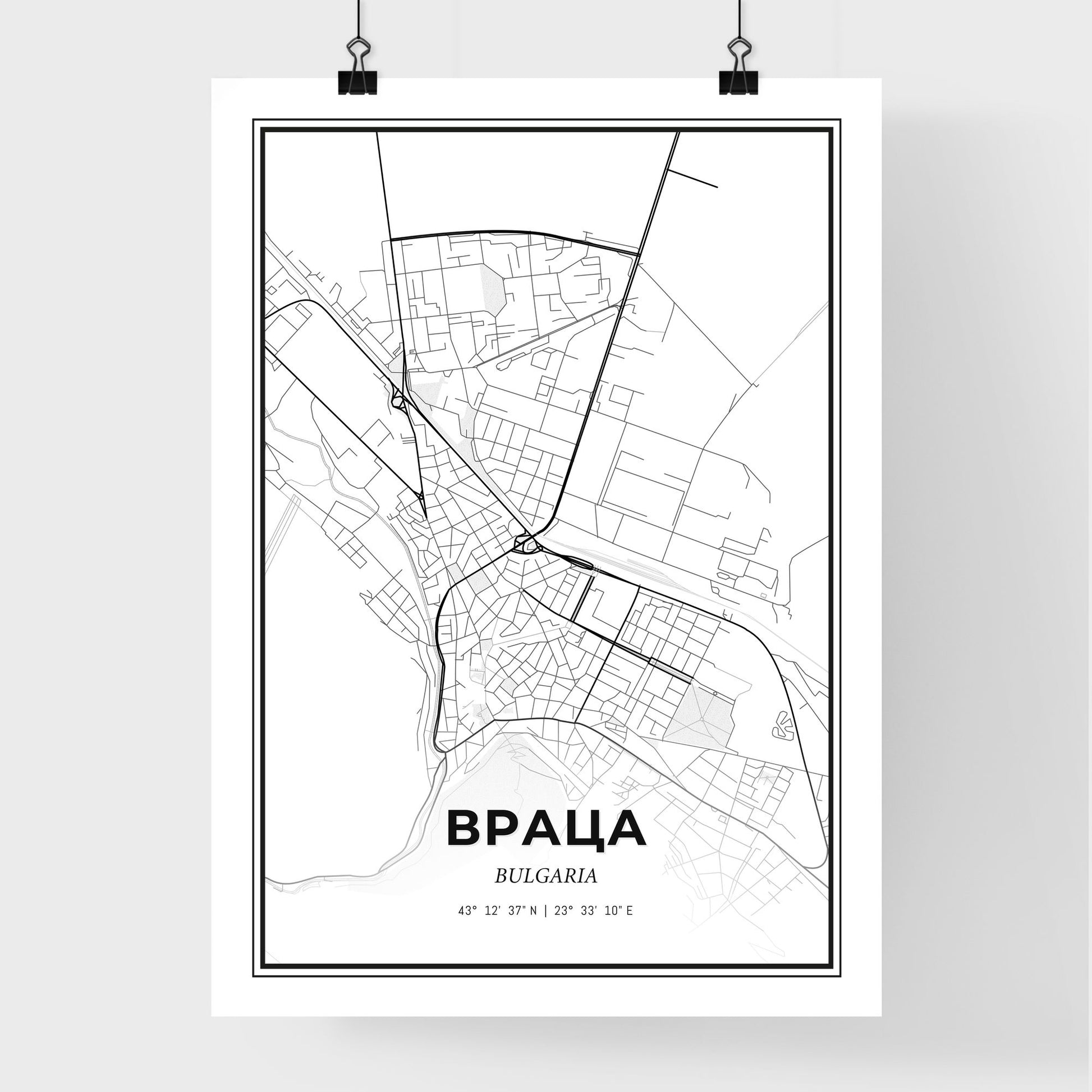 Vratsa Bulgaria - Premium City Map Poster