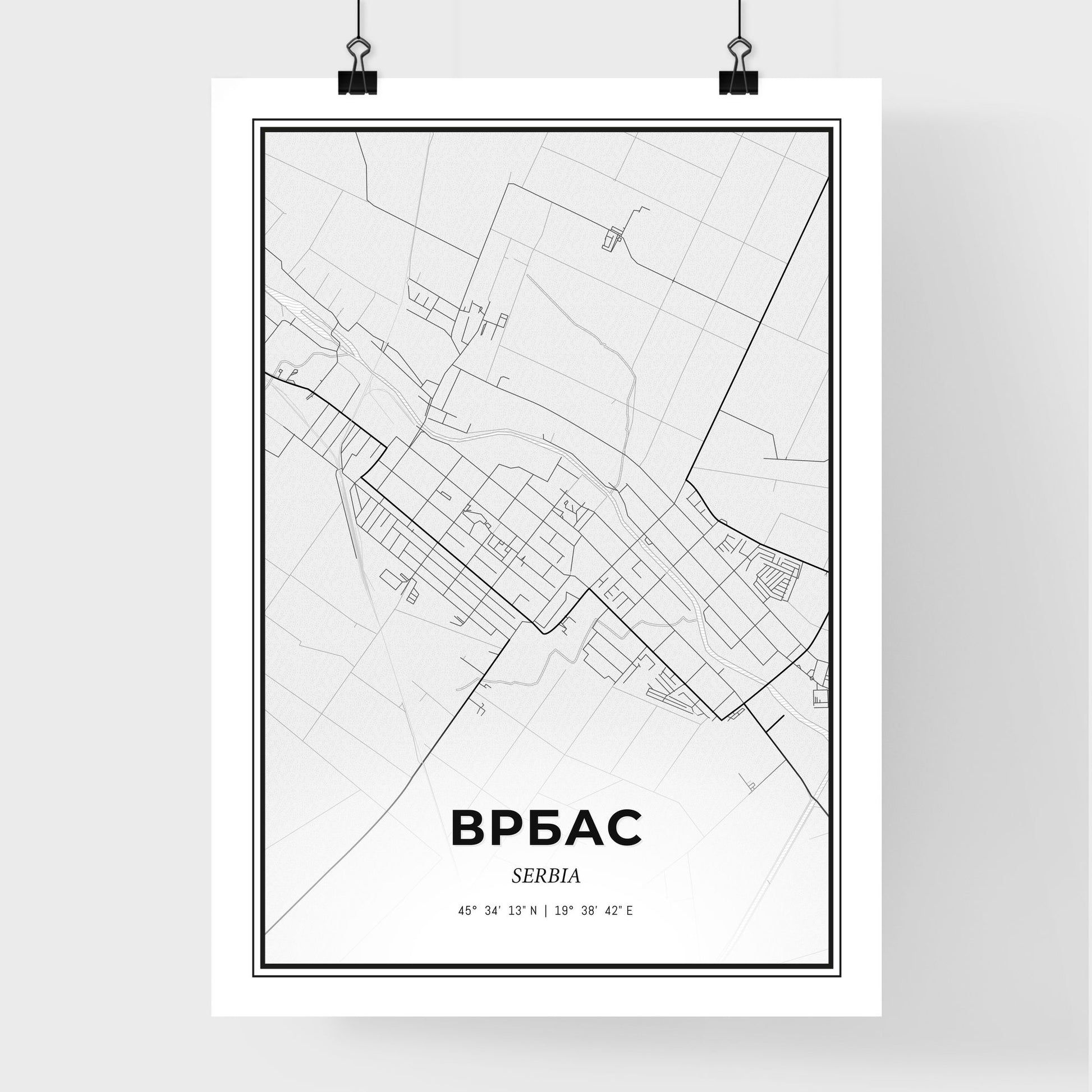 Vrbas Serbia - Premium City Map Poster