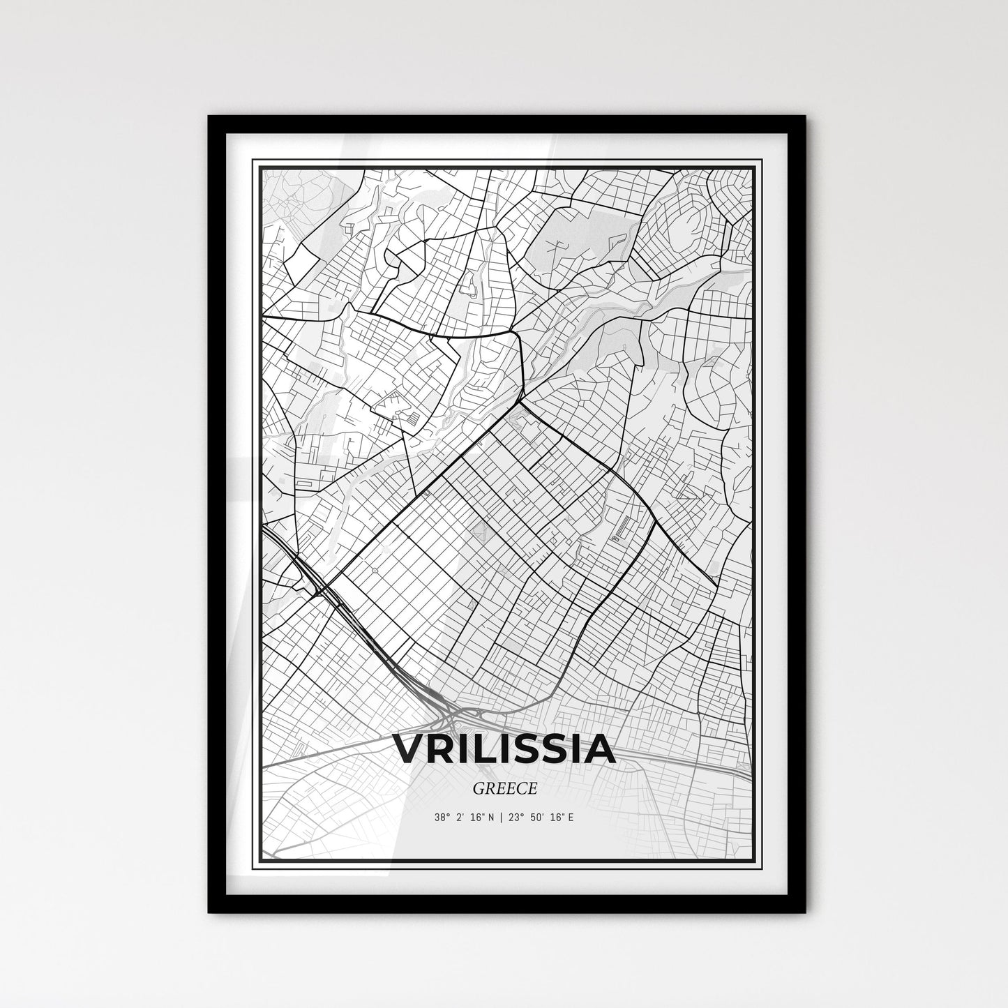 Vrilissia Greece - Scandinavian Style City Map for Modern Home Decor