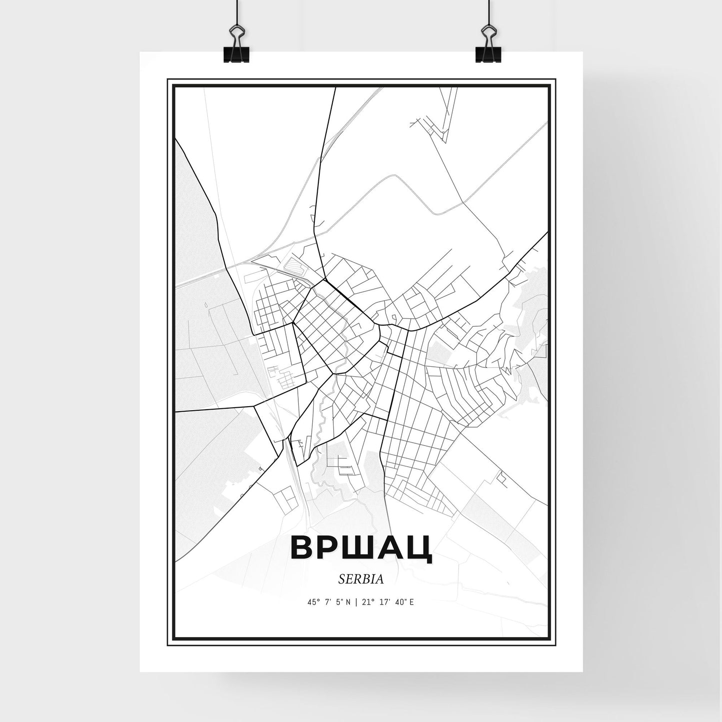 Vršac Serbia - Premium City Map Poster