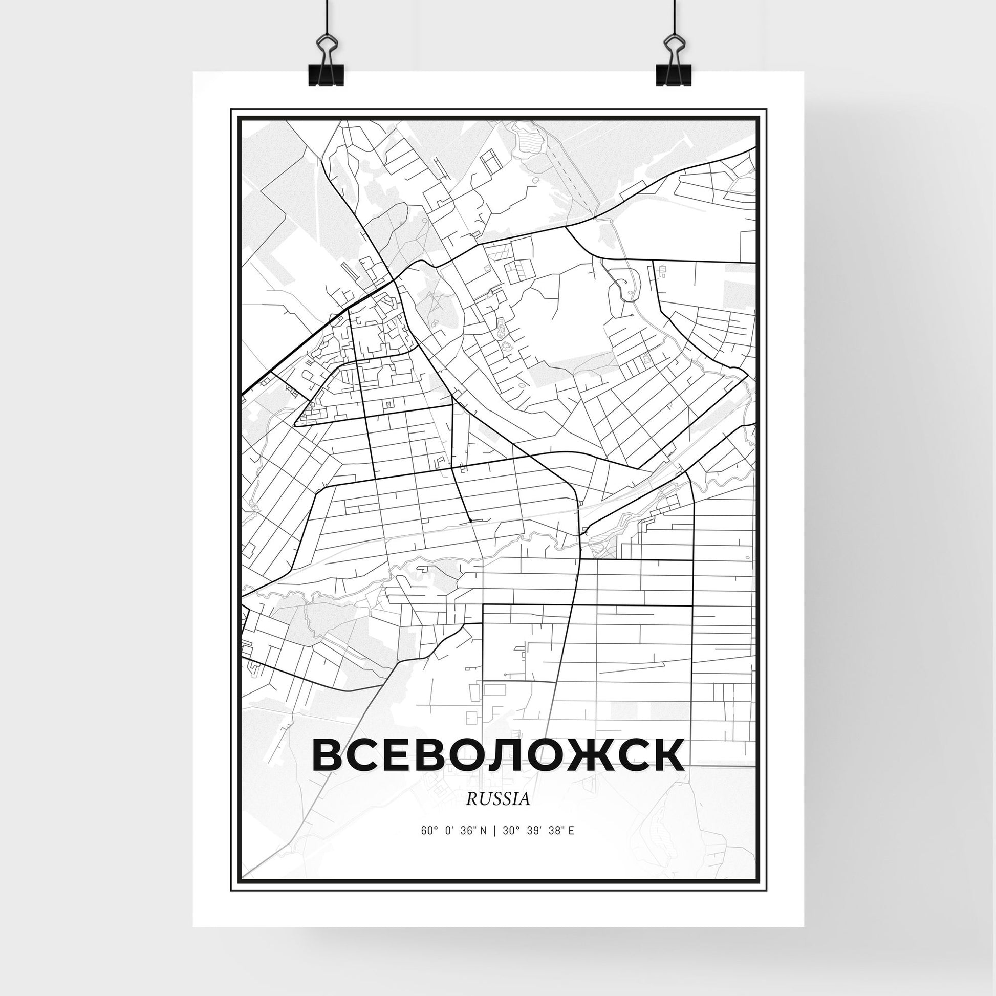 Vsevolozhsk Russia - Premium City Map Poster