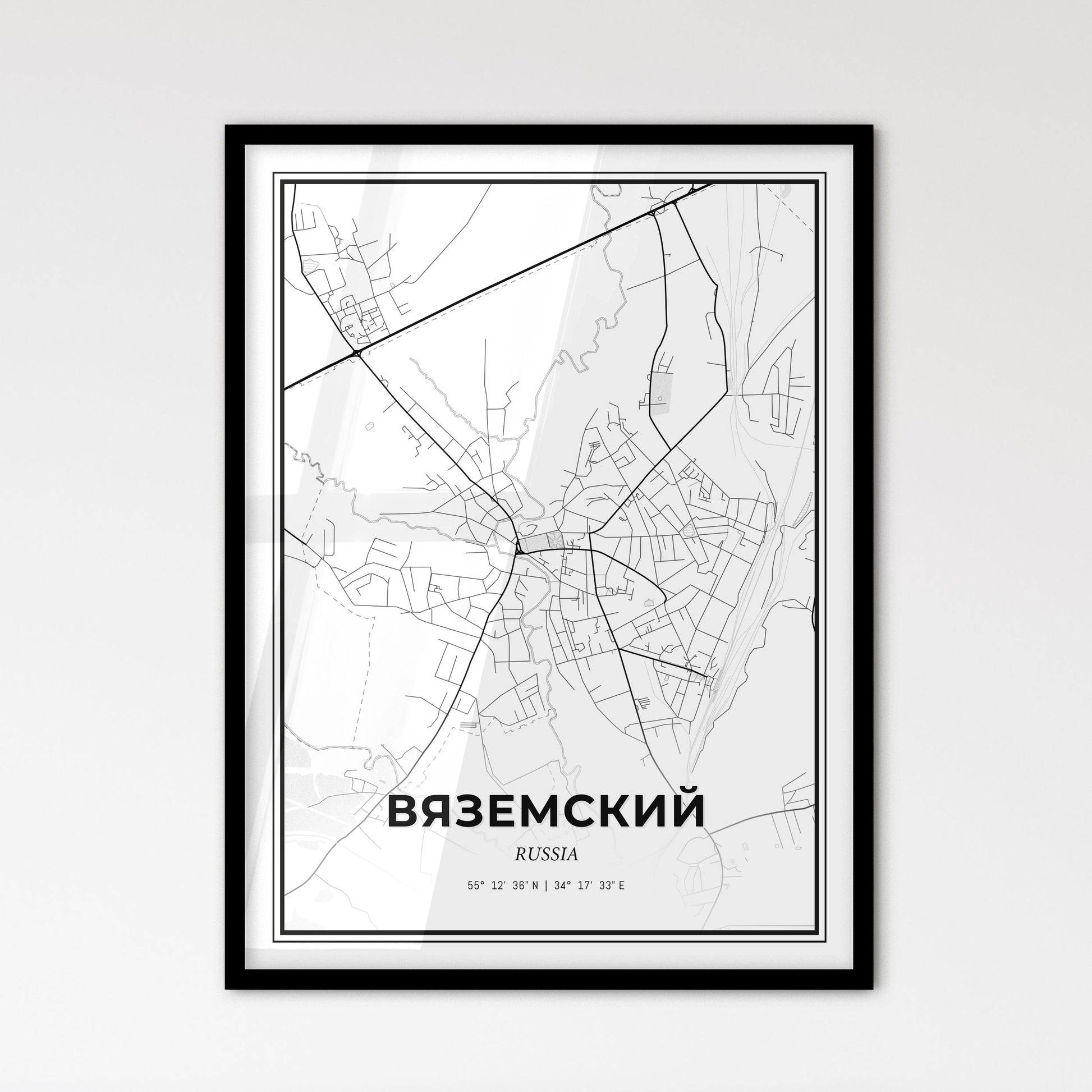 Vyazma Russia - Scandinavian Style City Map for Modern Home Decor