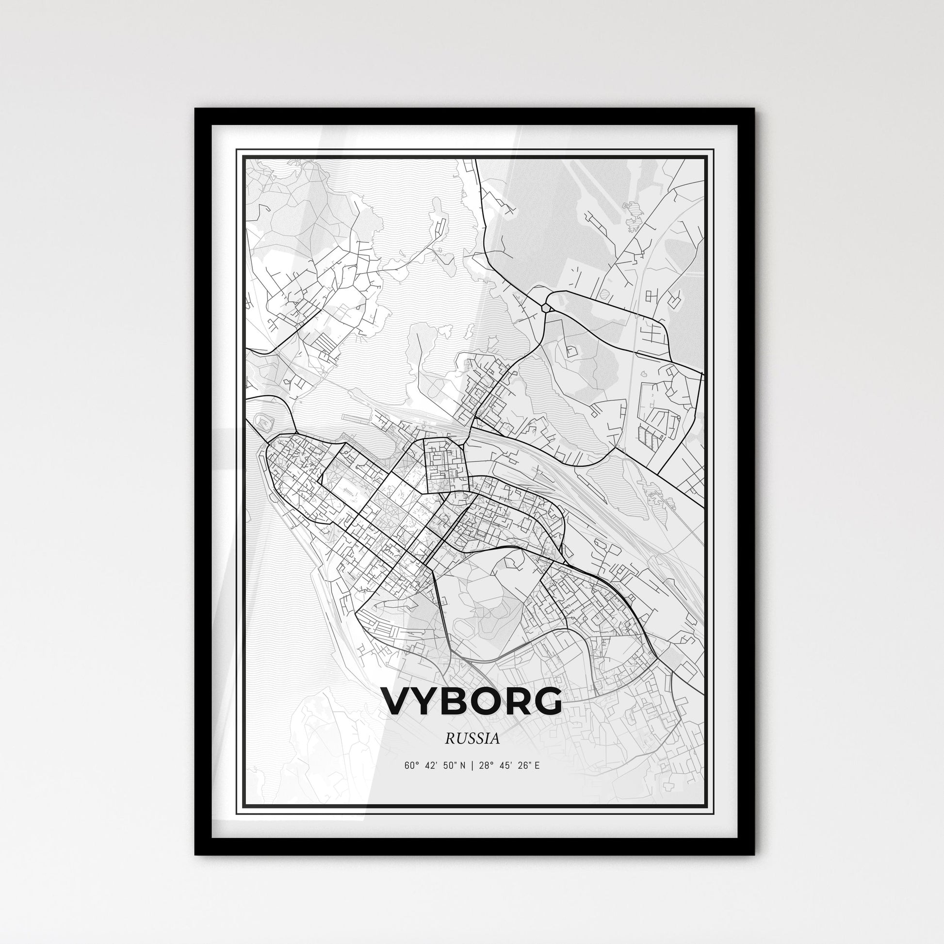 Vyborg Russia - Scandinavian Style City Map for Modern Home Decor