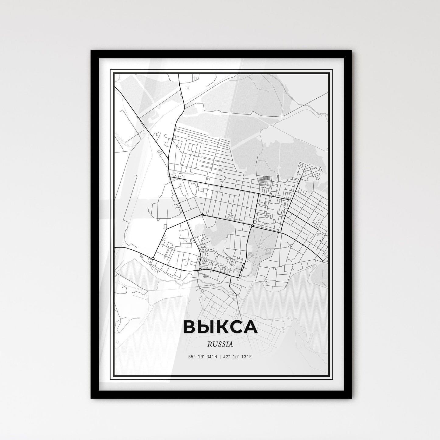 Vyksa Russia - Scandinavian Style City Map for Modern Home Decor