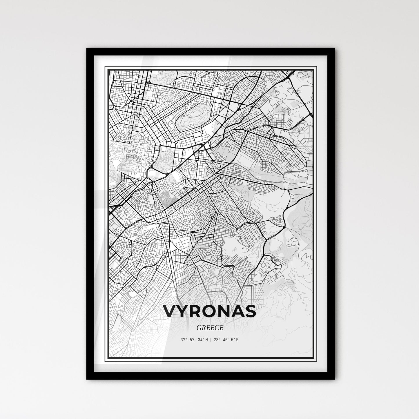 Vyronas Greece - Scandinavian Style City Map for Modern Home Decor