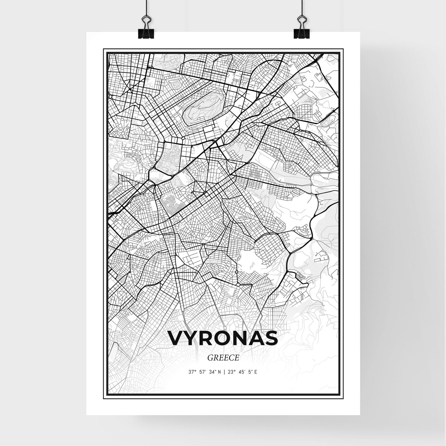 Vyronas Greece - Premium City Map Poster