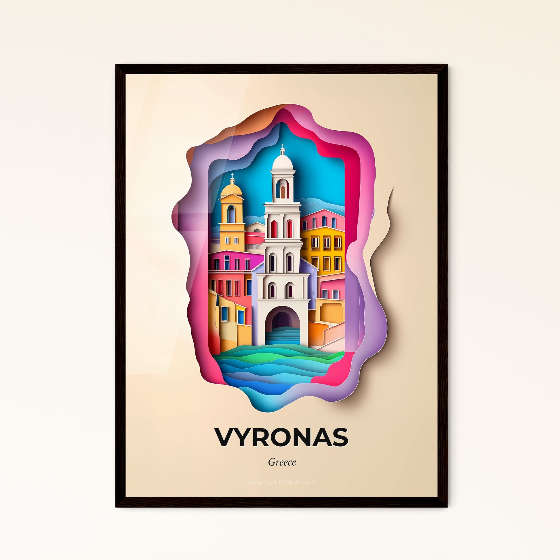 Vivid Vyronas, Greece - a paper cut of a church and a river