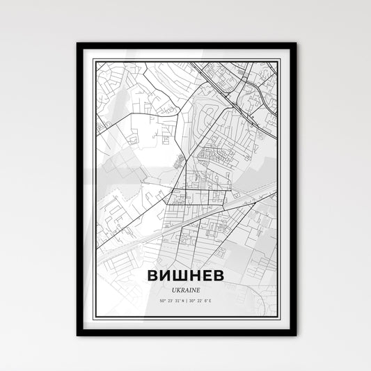 Vyshneve Ukraine - Scandinavian Style City Map for Modern Home Decor