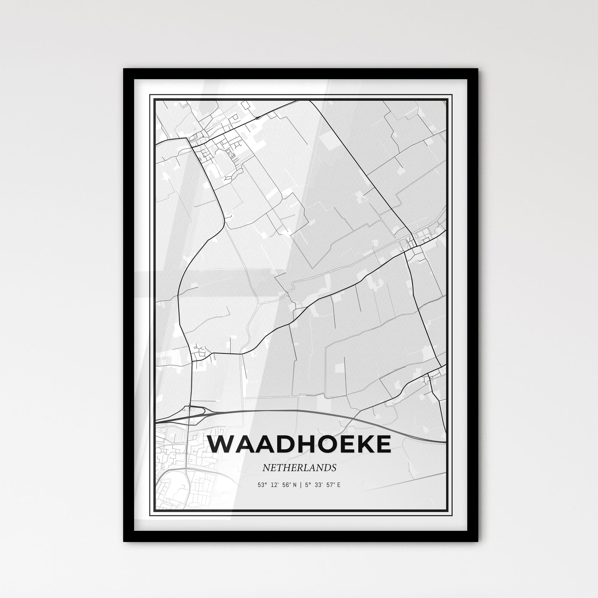  Waadhoeke Netherlands - Scandinavian Style City Map for Modern Home Decor