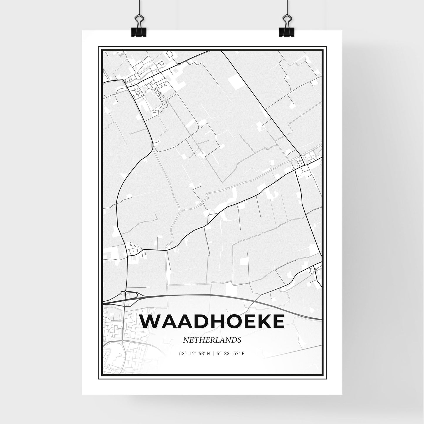  Waadhoeke Netherlands - Premium City Map Poster