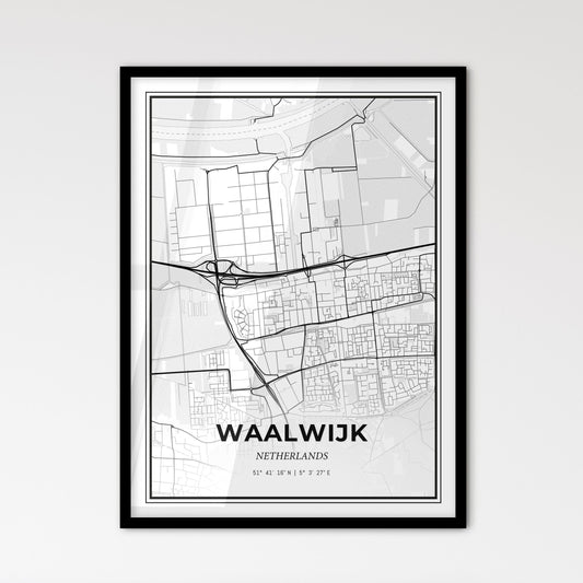  Waalwijk Netherlands - Scandinavian Style City Map for Modern Home Decor