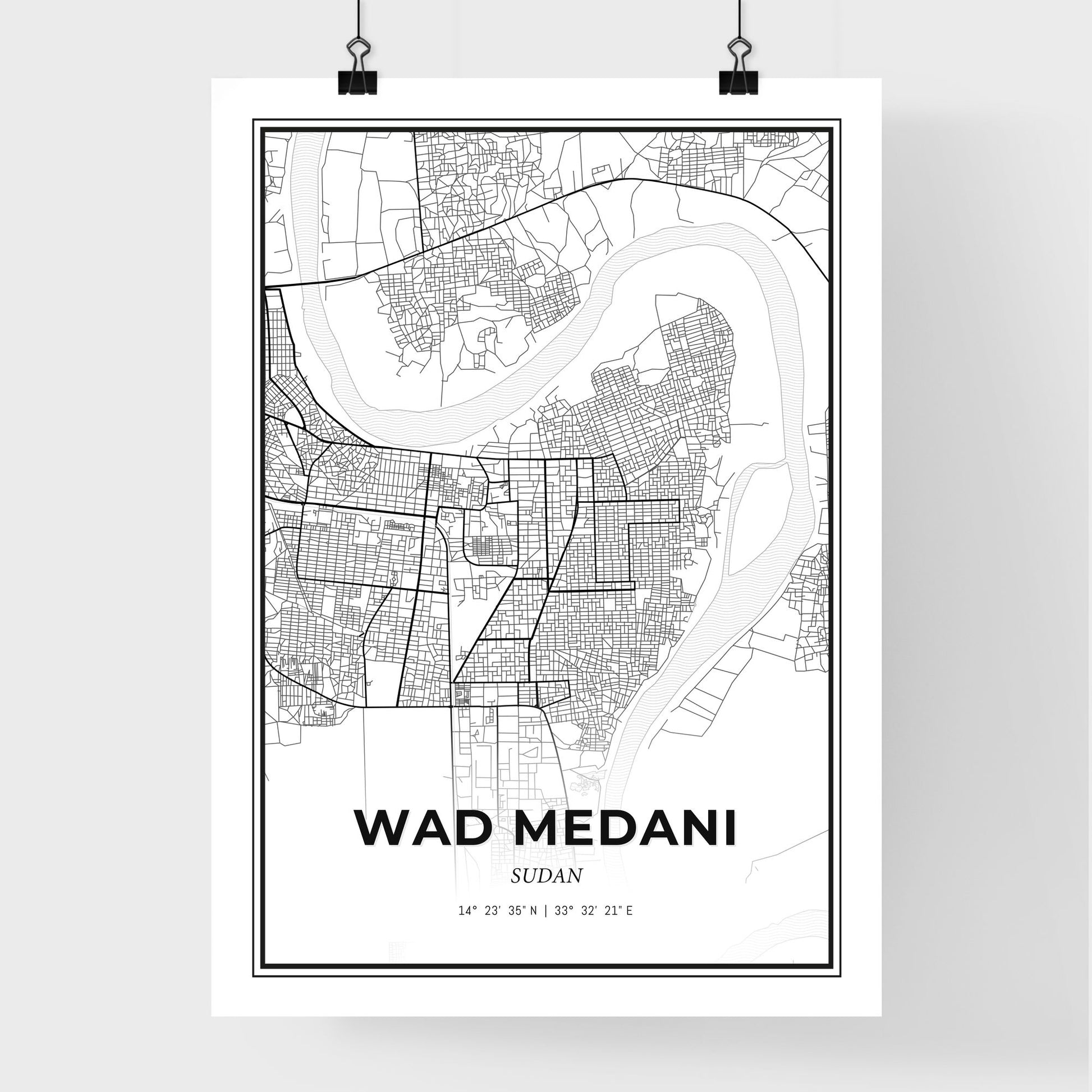 Wad Medani Sudan - Premium City Map Poster