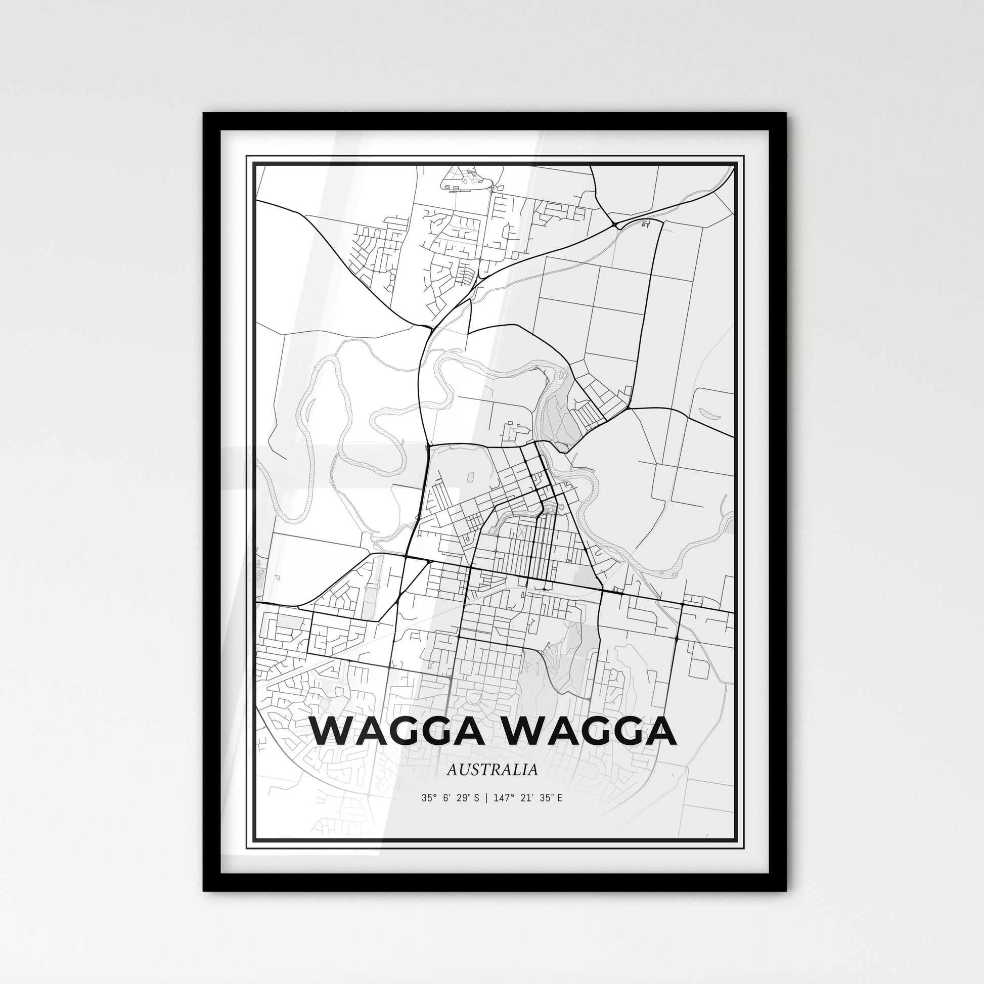 Wagga Wagga Australia - Scandinavian Style City Map for Modern Home Decor